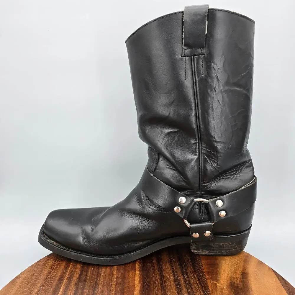Champion Attitude Boots Mens 15 D Black Leather Harness Mexico Western Cowboy